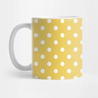 Yellow and White Polka Dots Pattern Mug